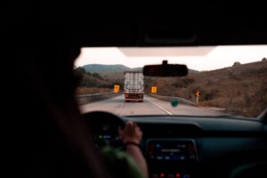 Image of a road taken from the driver's seat