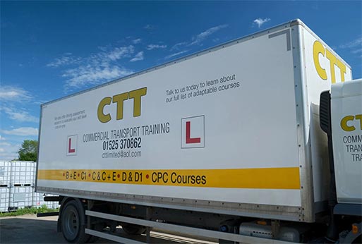 Picture of a Commercial Transport Training HGV with an advertisement on the side