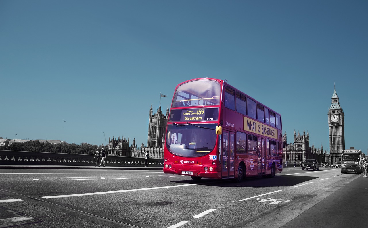 image of a red bus in london