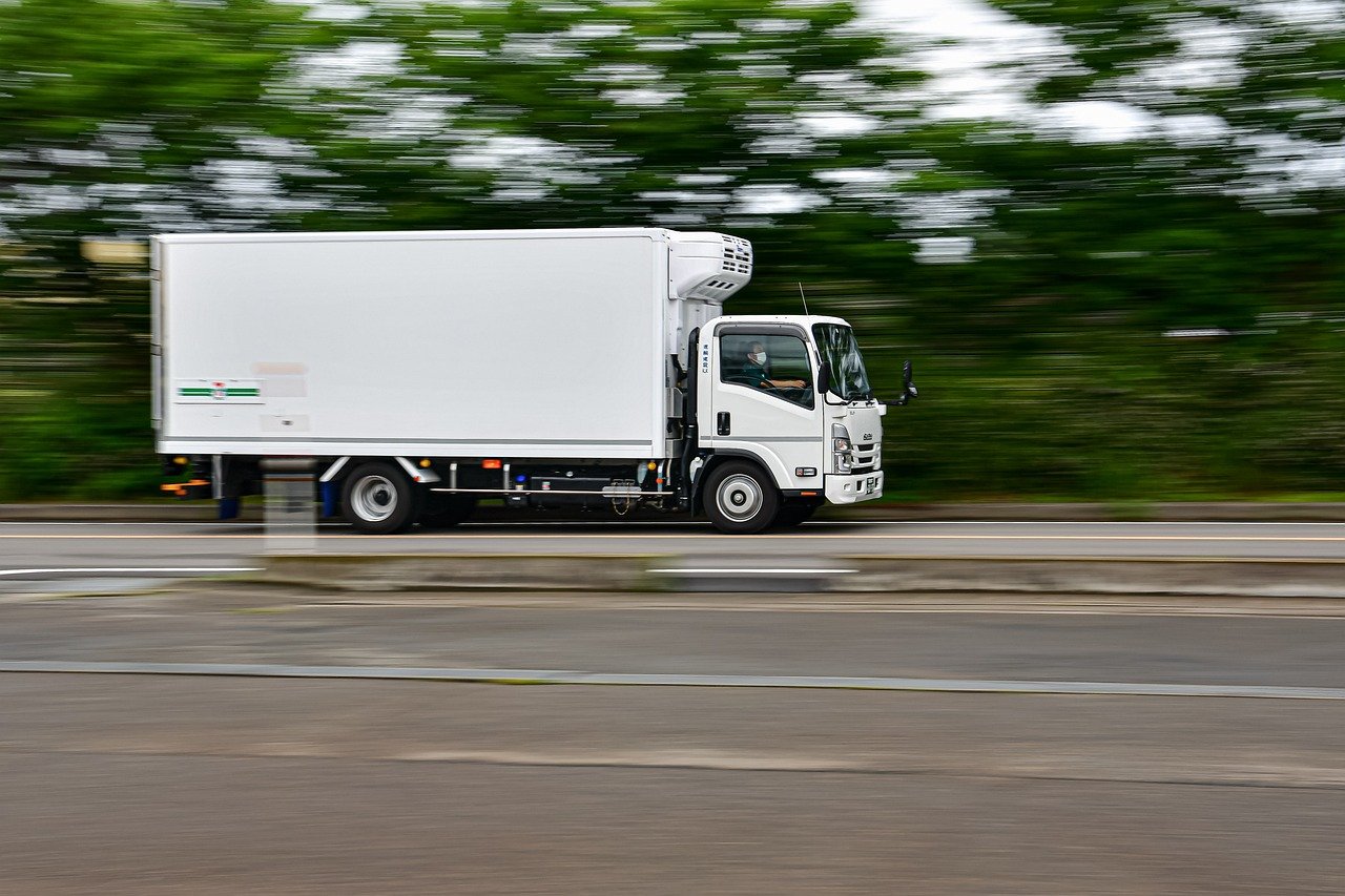 image of a moving lorry