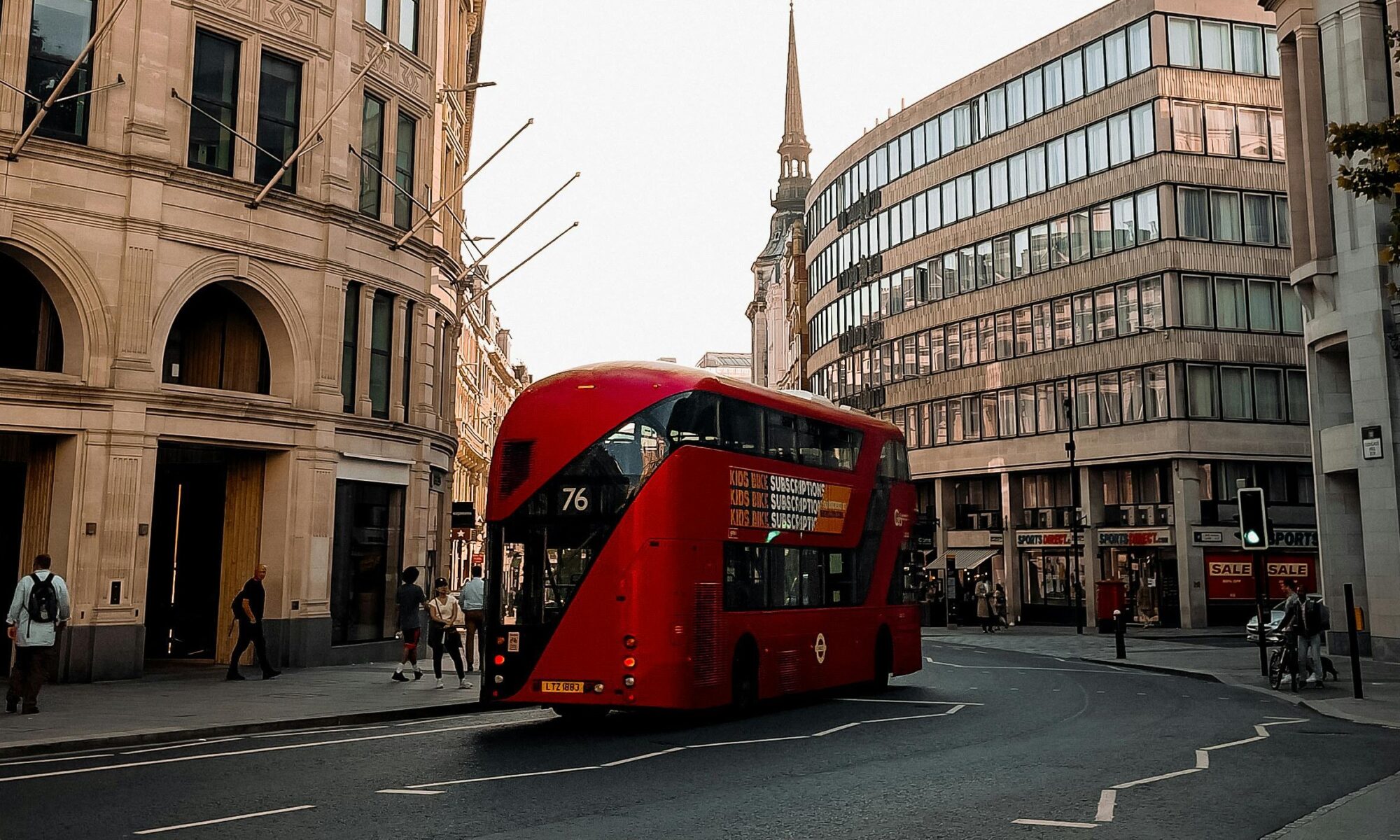 image of a red bus in London