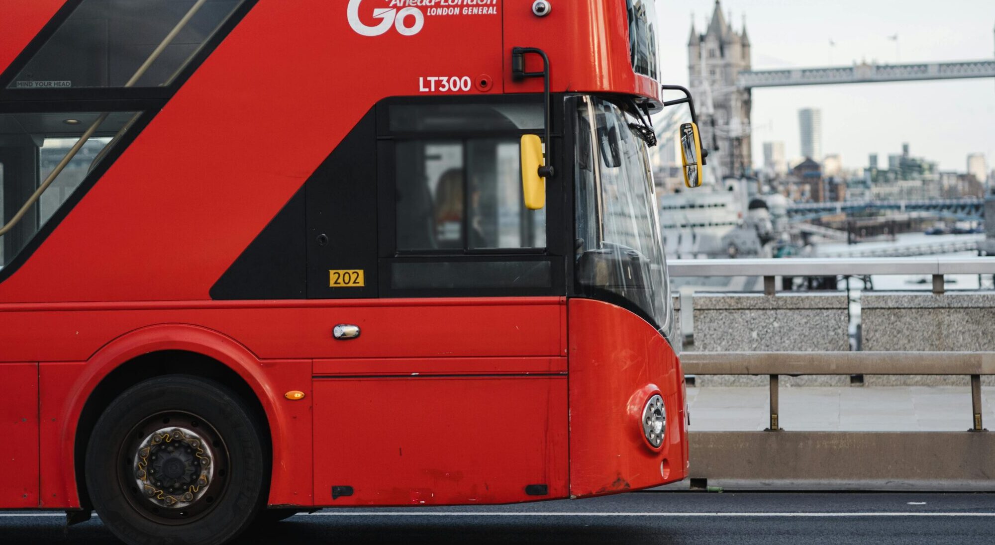 image of a red bus in London