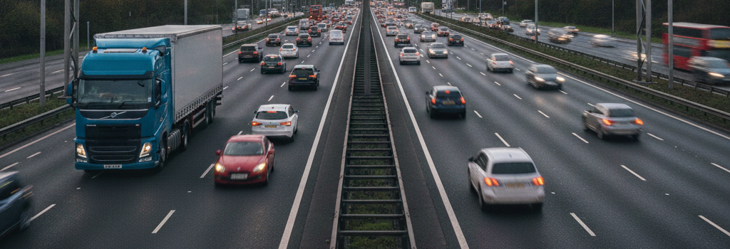dual carriage way with a hgv following the double manning rules